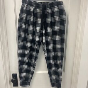 Jaclyn Intimates Black White Plaid Fleece Pajama Pants Large